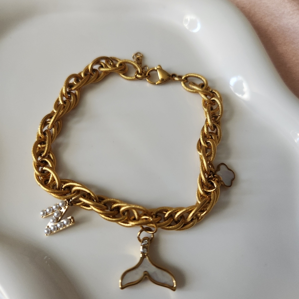Handmade Gold Ocean  Charm Bracelet